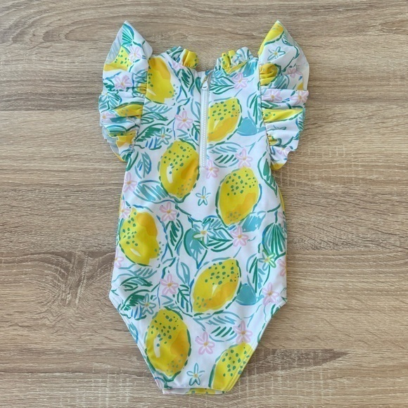 Cecil & Lou Lemon Print Ruffle One Piece Baby Girl Swimsuit 6 Months — image 4 of 6